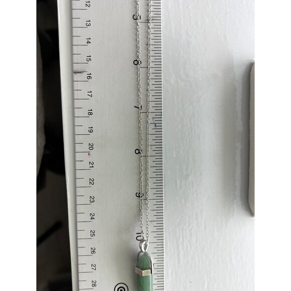 Green Aventurine Crystal Pendant Necklace With Silver-Tone Chain - Picture 3 of 4